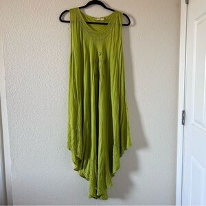 Cleopatra Women’s Shift Dress Free Size Lime Green Embroidered Floral